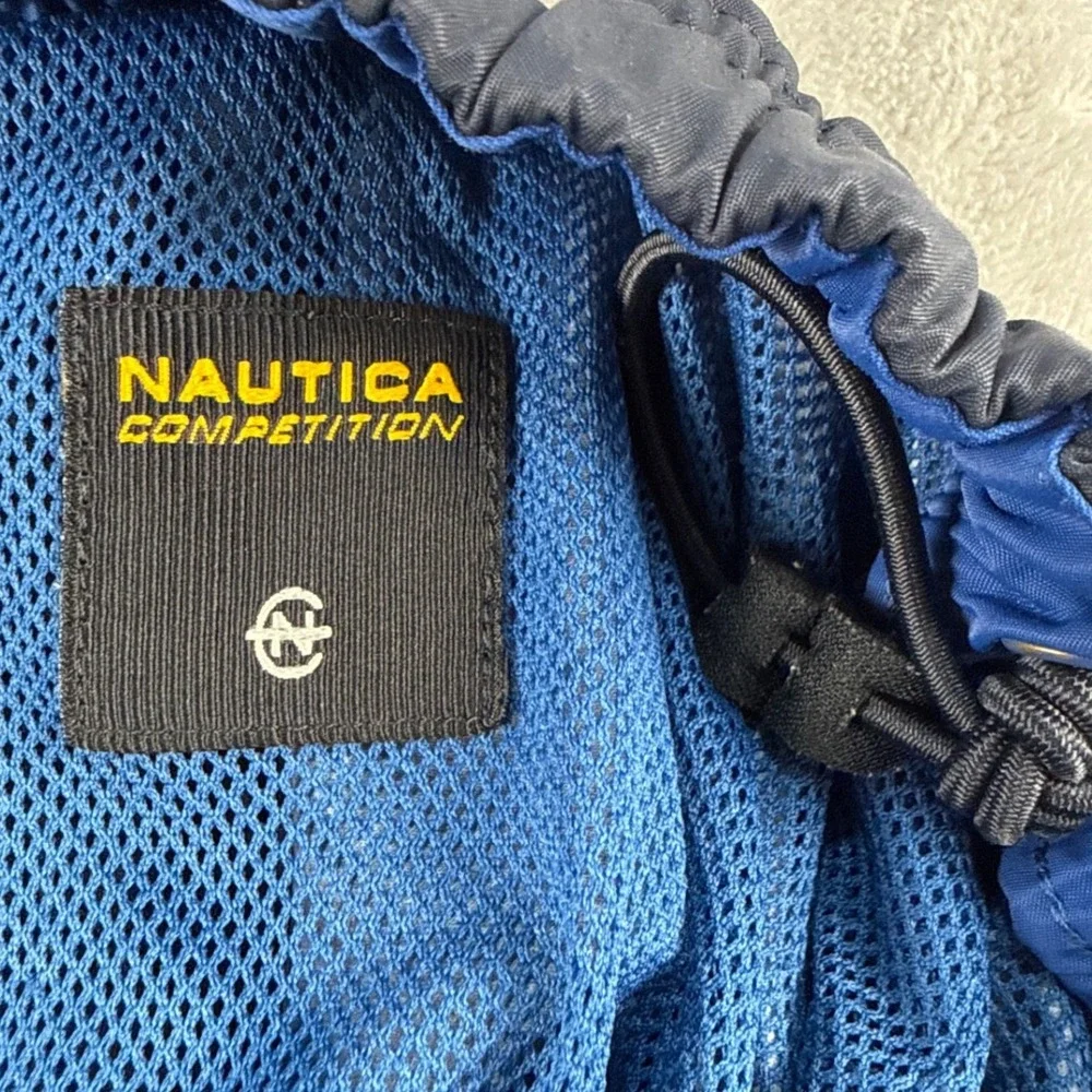 Nautica Track Pants Mens XXL Competition Navy Blue Side Zip Logo EUC